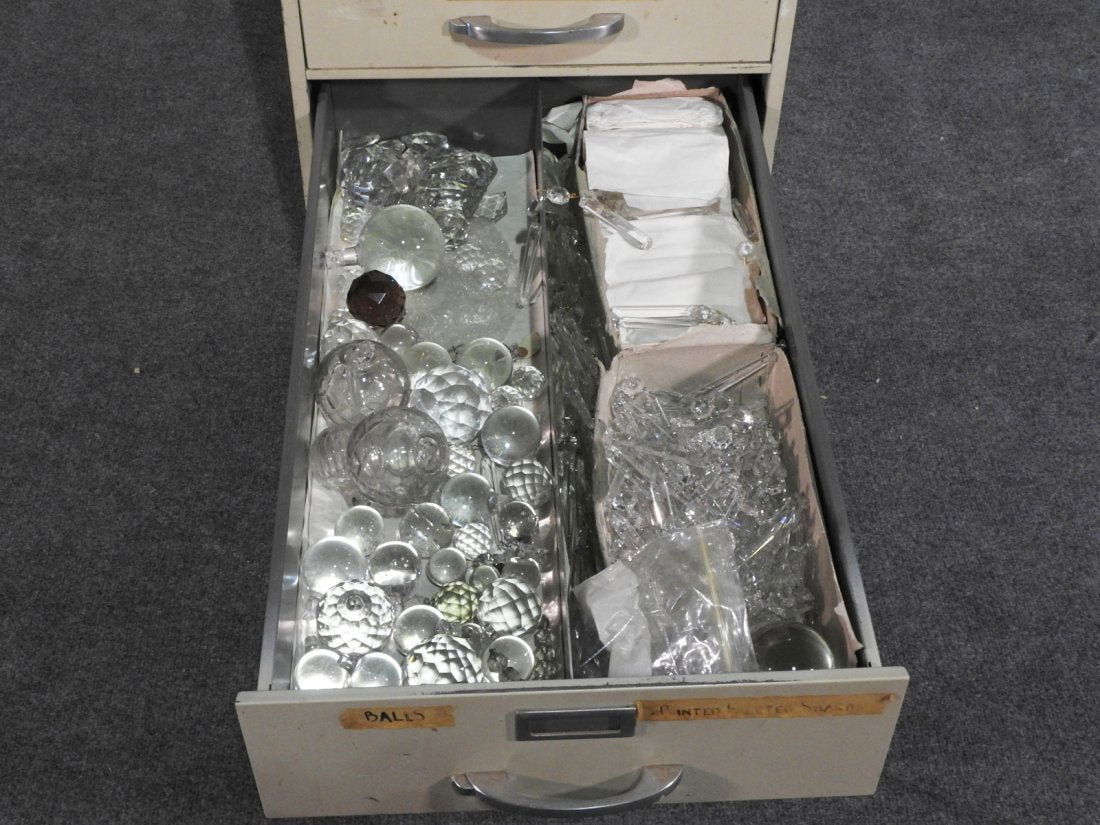 INDUSTRIAL CABINET W/ ASSORTMENT OF CHANDELIER CRYSTAL (1 of 7)