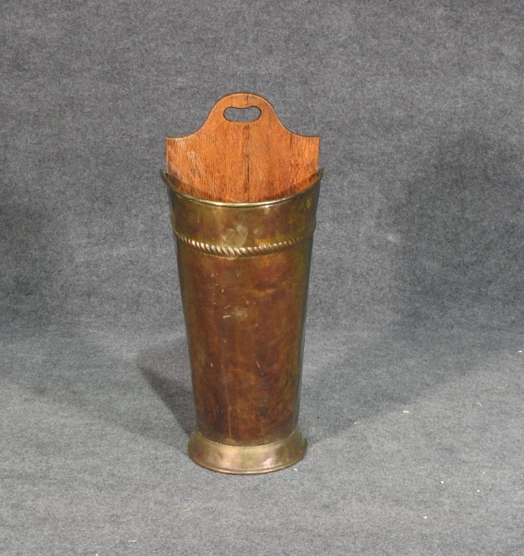 ANTIQUE COPPER AND OAK UMBRELLA STAND (1 of 4)