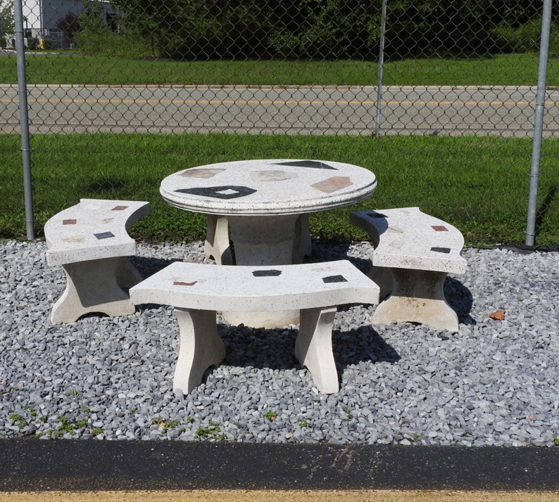 5 PC. POURED STONE GARDEN SEATING SET (1 of 5)