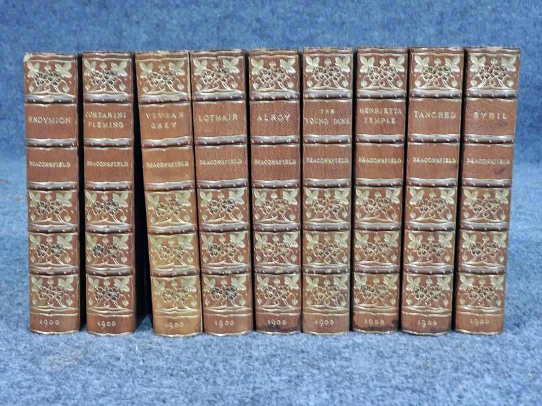 COLLECTION OF NOVELS AND TALES BY THE EARL OF: Leatherbound. Marbled cover. 9 books.