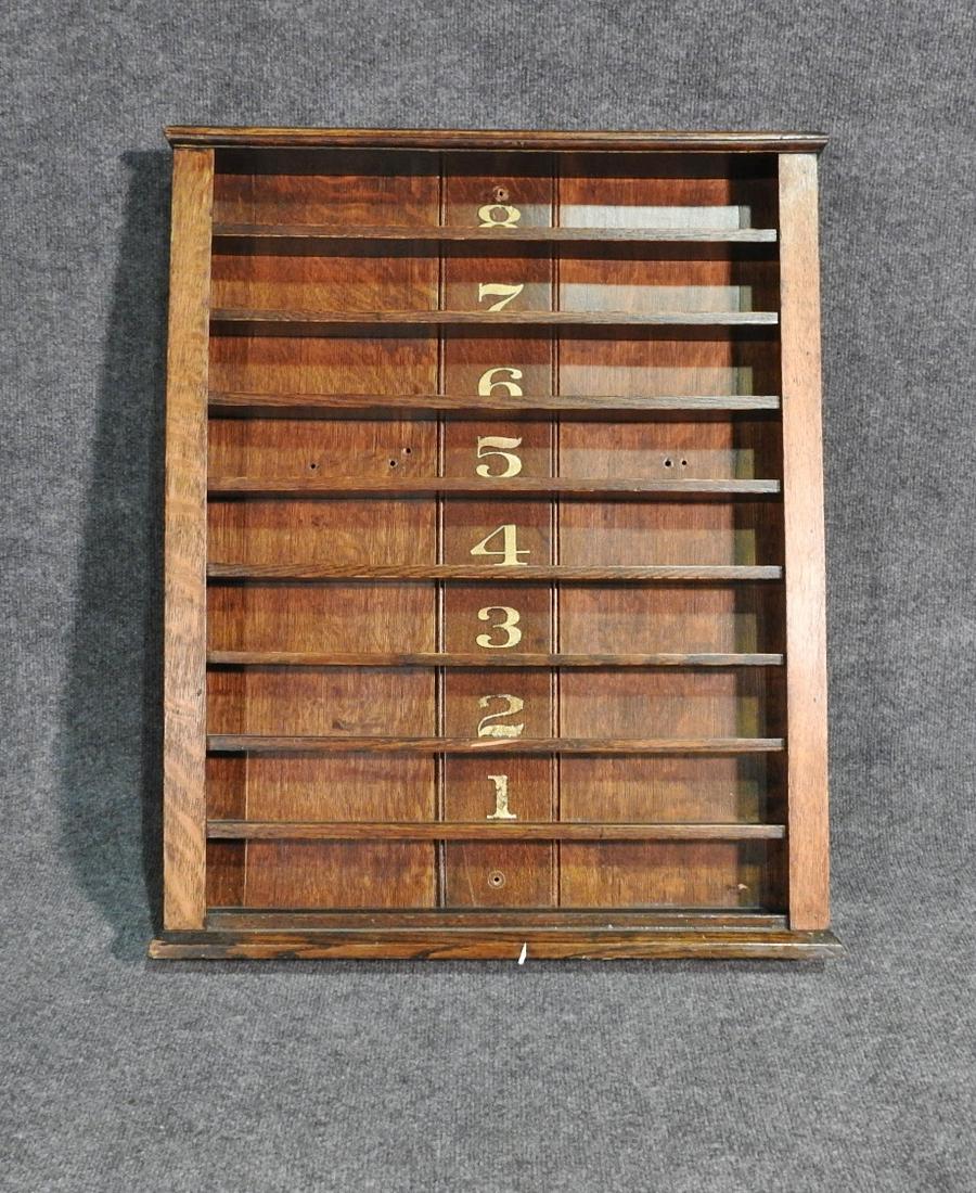 ANTIQUE OAK WALL HANGING FOR POOL ITEMS (1 of 5)