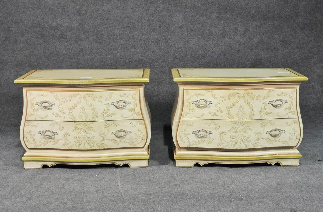 PAIR FRENCH PAINT DECORATED NIGHTSTANDS (1 of 10)