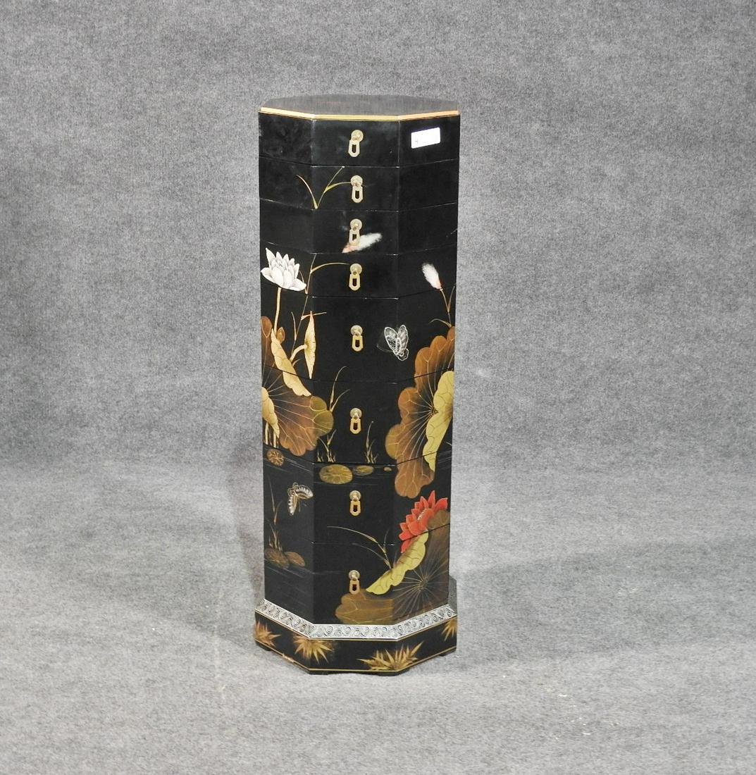 EBONIZED ORIENTAL JEWELRY CABINET (1 of 8)