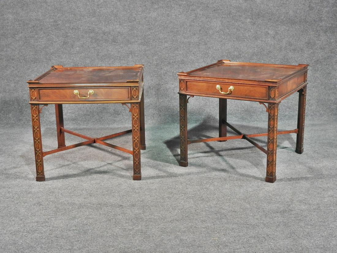 PAIR CHIPPENDALE END TABLES by BAKER (1 of 8)