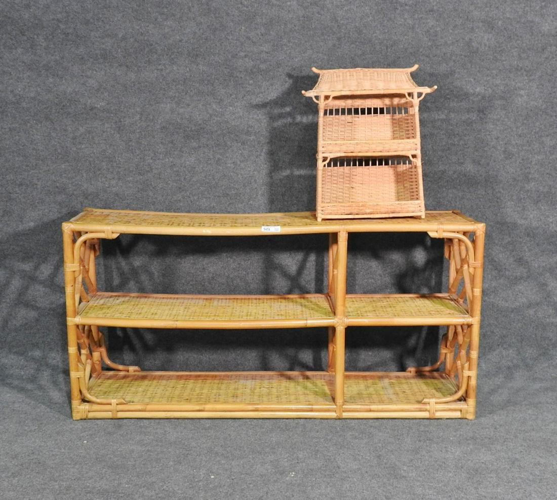 BAMBOO WICKER SERVING TABLE AND WICKER SHELF (1 of 5)