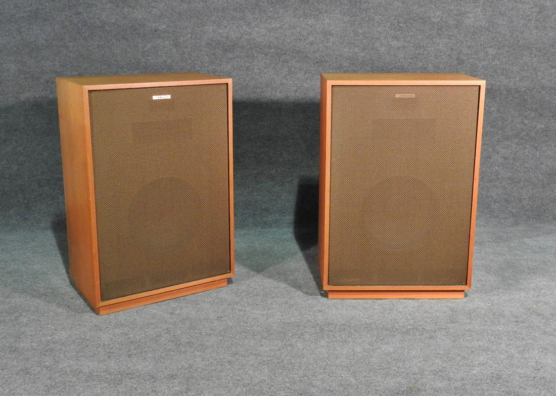 PAIR KLIPSCH MID CENTURY MODERN TEAK SPEAKERS (1 of 8)