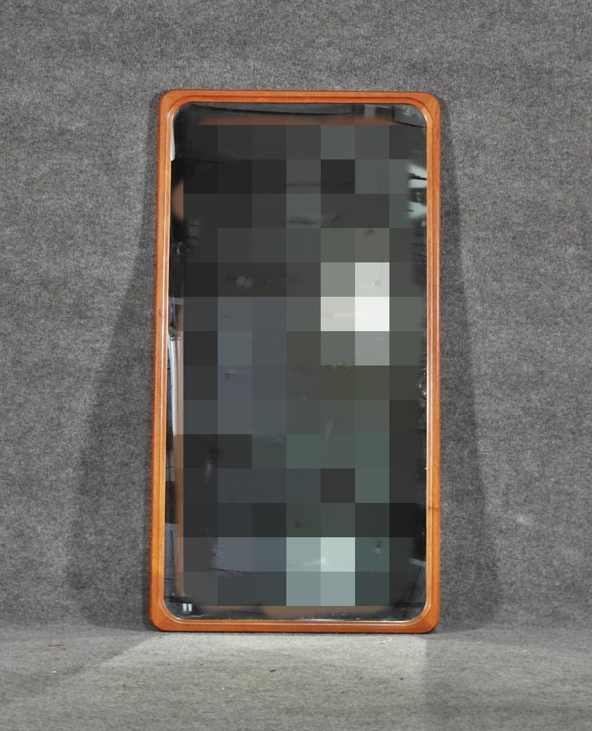 MID CENTURY MODERN DANISH TEAK HANGING MIRROR (1 of 5)