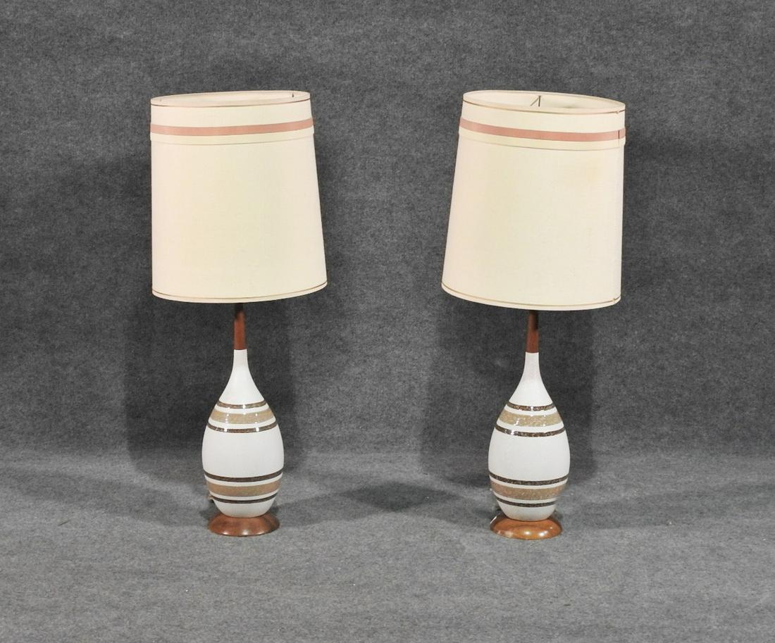 PAIR MODERN POTTERY LAMPS (1 of 6)