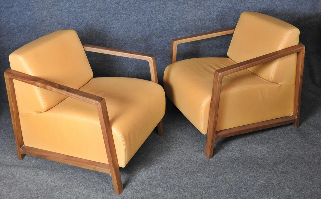 PAIR MODERN DESIGN LEATHER CLUB CHAIRS (1 of 5)
