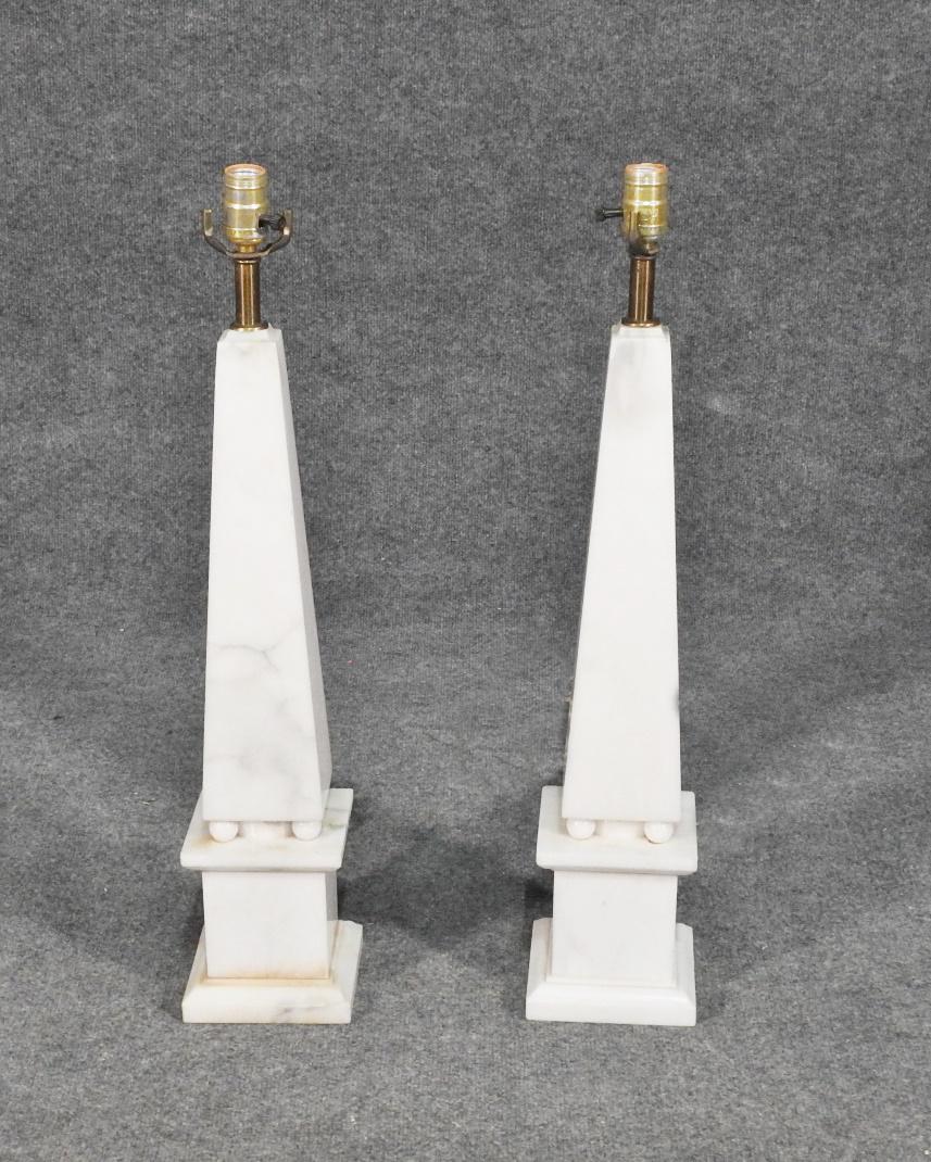 PAIR OF OBELISK FORM MARBLE LAMPS (1 of 5)