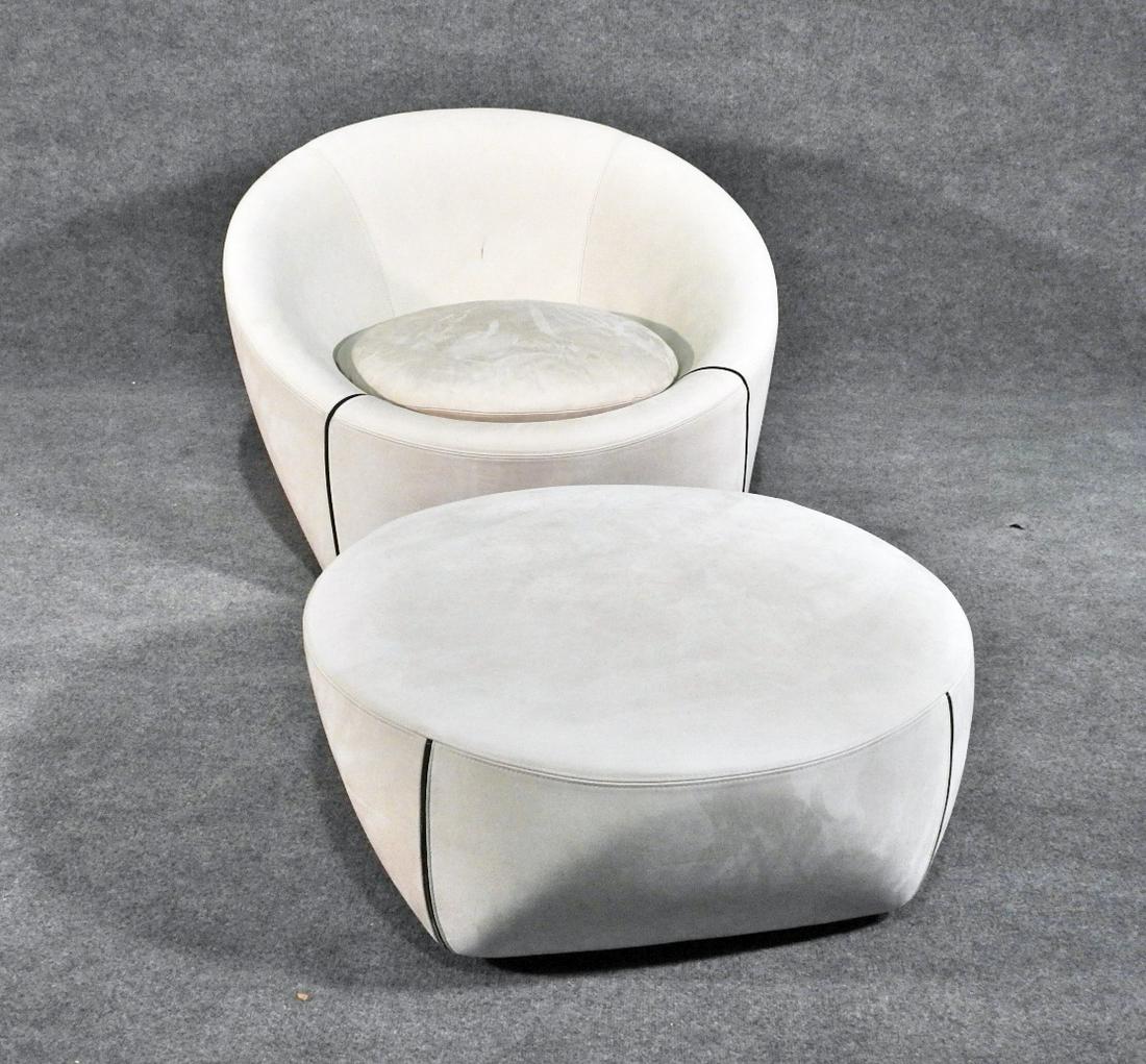 MINOTTI ITALIAN LOUNGE CHAIR WITH OTTOMAN (1 of 10)