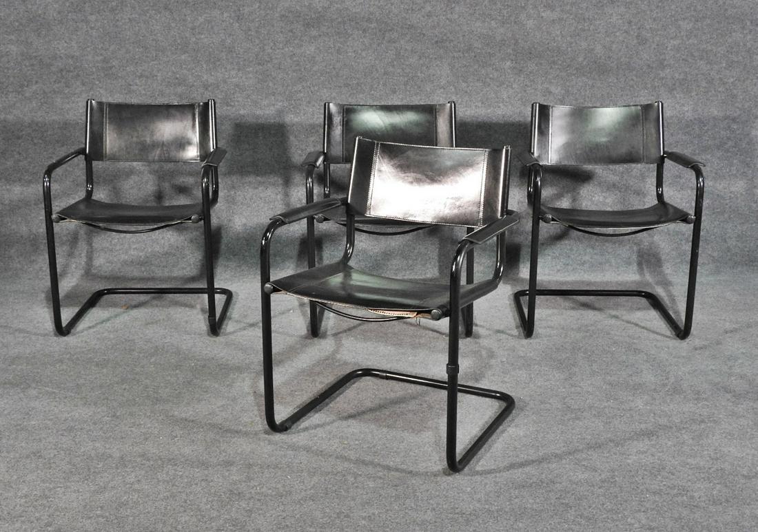 4 MID CENTURY MODERN LEATHER WRAPPED DINING CHAIRS (1 of 6)