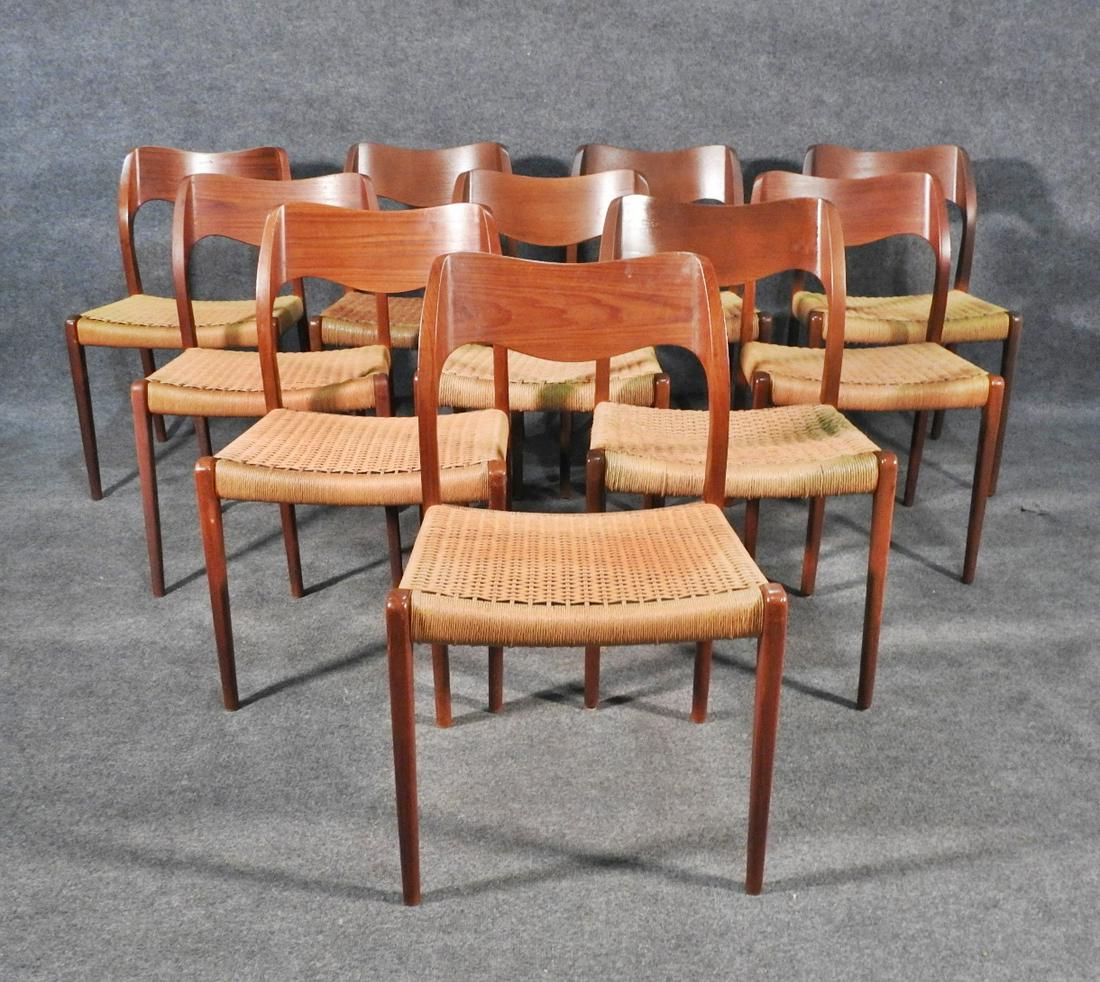 10 NIELS OTTO MOLLER MODEL 71 TEAK DANISH DINING CHAIRS (1 of 12)