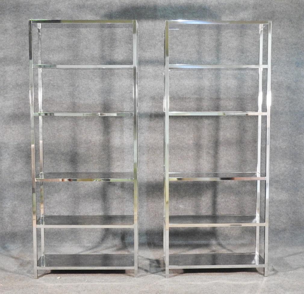PAIR MID CENTURY MODERN CHROME ETAGERES (1 of 6)