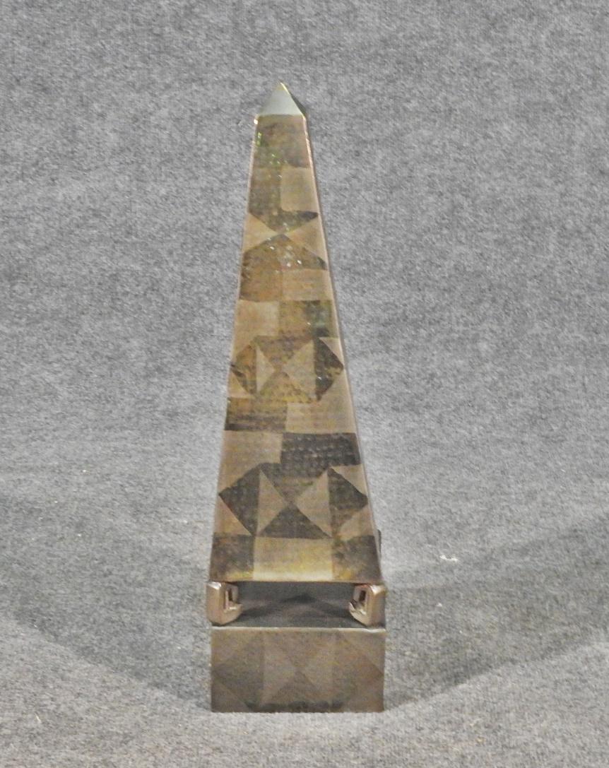 MID CENTURY MODERN COPPER OBELISK SCULPTURE: Copper. 24" h x 7" w x 7" d.