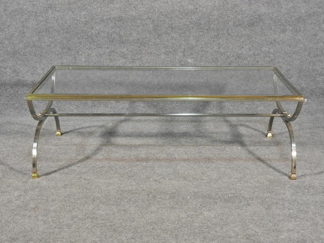 JANSEN STYLE CHROME GLASS TOP COFFEE TABLE (1 of 5)