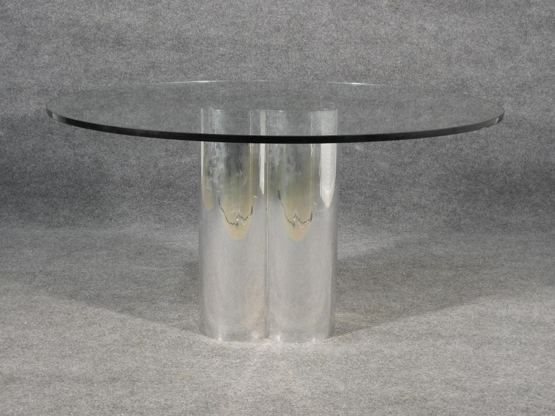 BAUGHMAN STYLE GLASS TOP DINING TABLE (1 of 4)