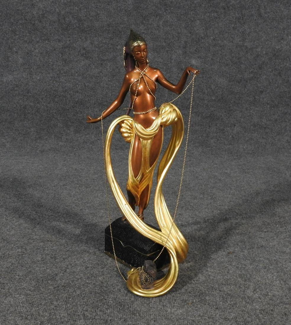 ERTE SIGNED BRONZE SCULPTURE "PLEASURE OF THE: Signed. Painted. Bronze. 1988. Numbered 127/375. 19" h x 11" w x 7 1/8" d.