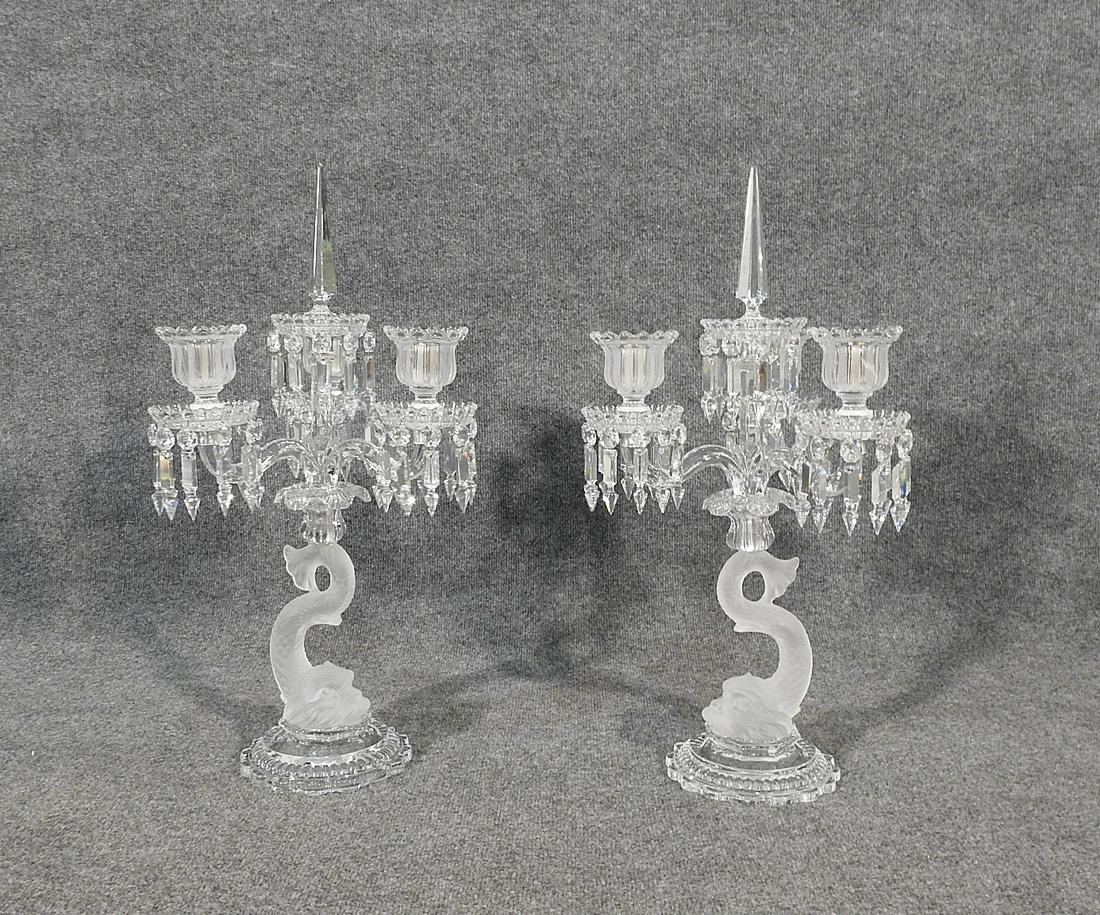 PAIR BACCARAT DOLPHIN BASE CANDELABRAS (1 of 15)