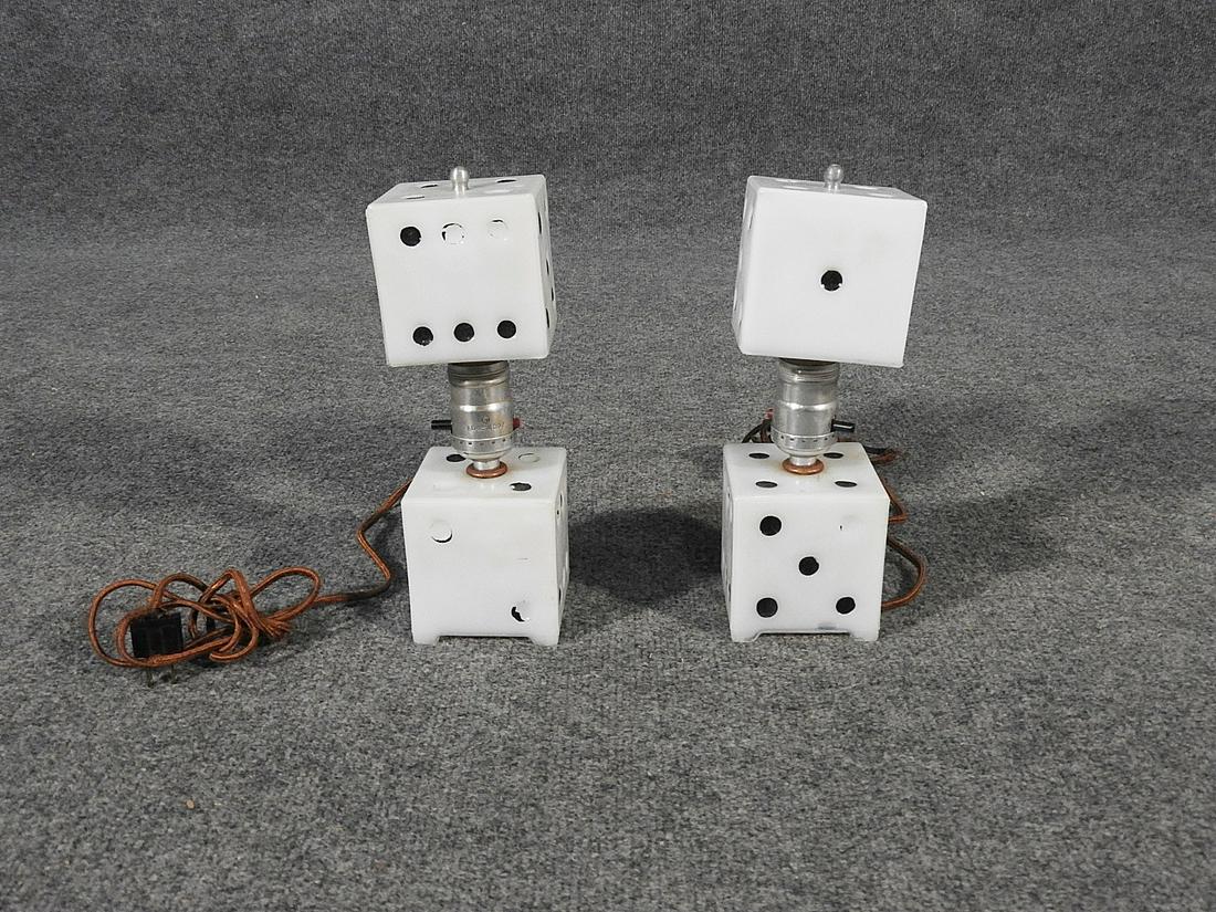 PAIR ART DECO DICE FORM LAMPS (1 of 8)