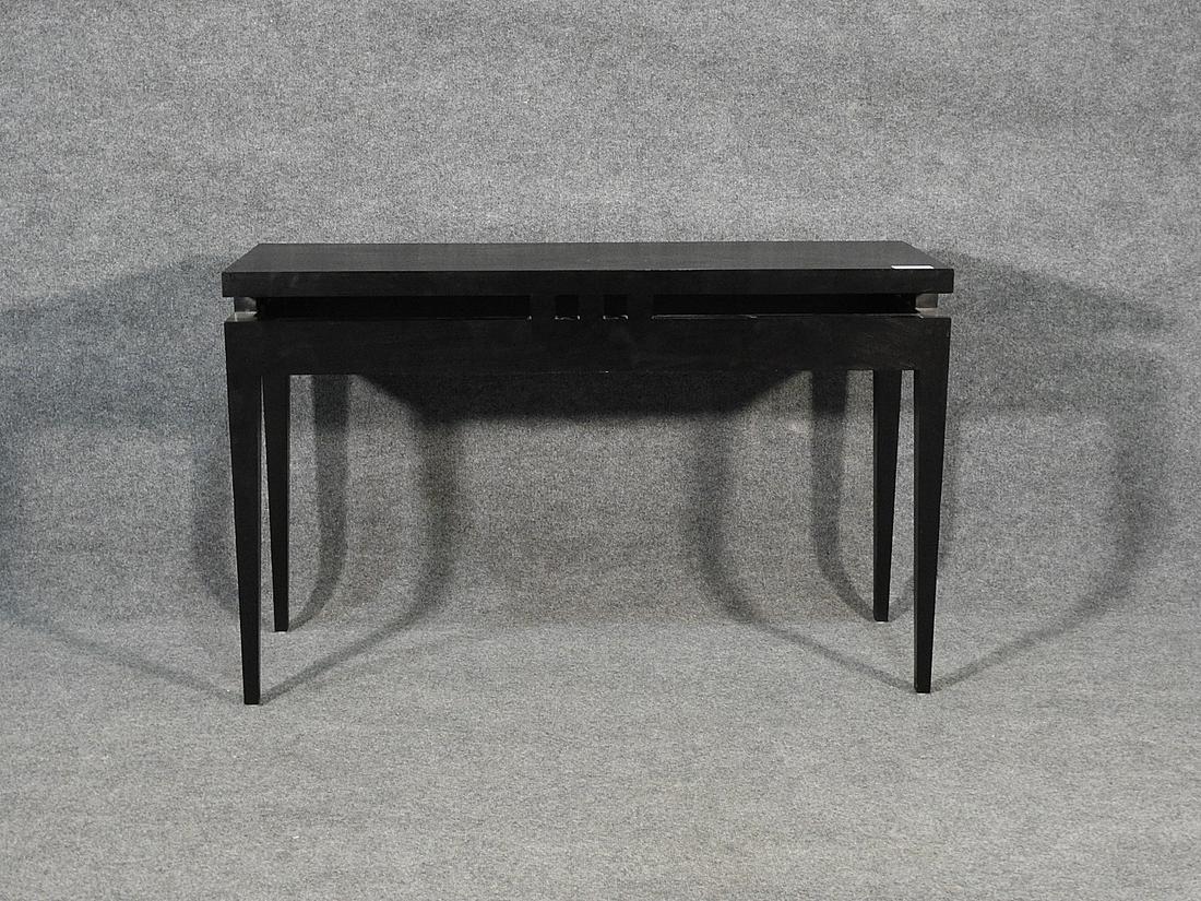 MACKINTOSH STYLE EBONIZED CONSOLE: all wood. 30" h x 47 1/4" w x 15 3/4" d.