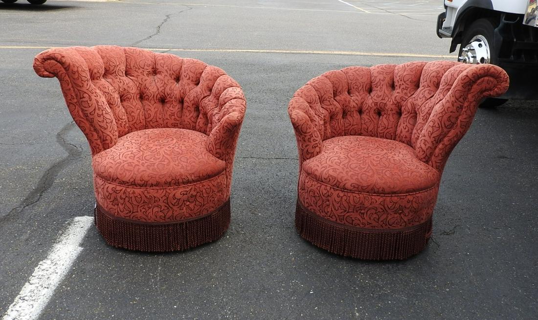 PAIR TUFTED BACK FAN CHAIRS (1 of 7)