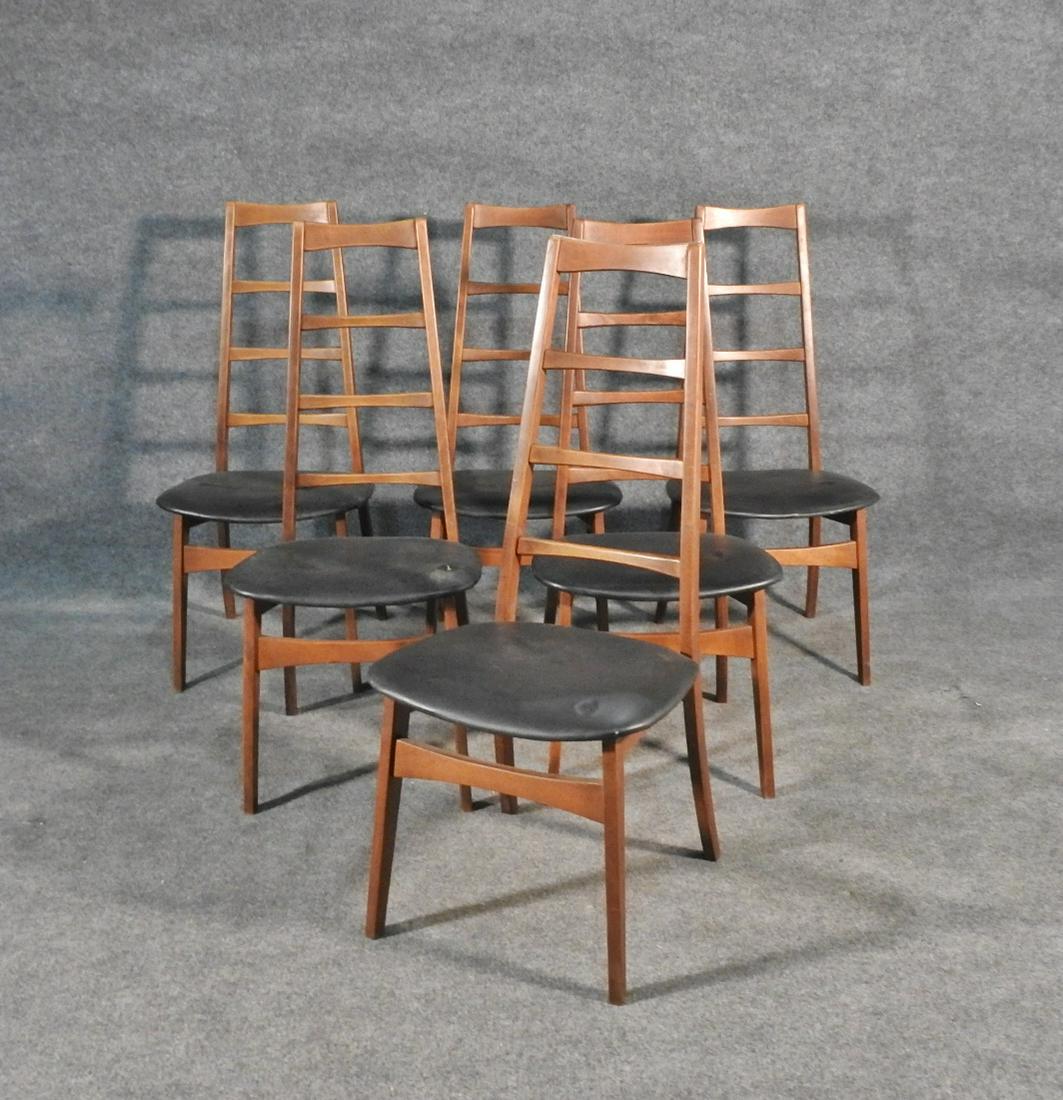 6 WALNUT LADDER BACK DINING CHAIRS (1 of 9)