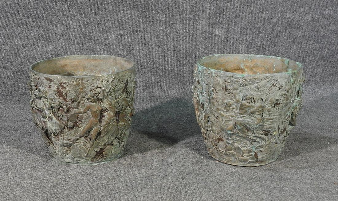 PAIR BRONZE FIGURAL PLANTERS (1 of 9)