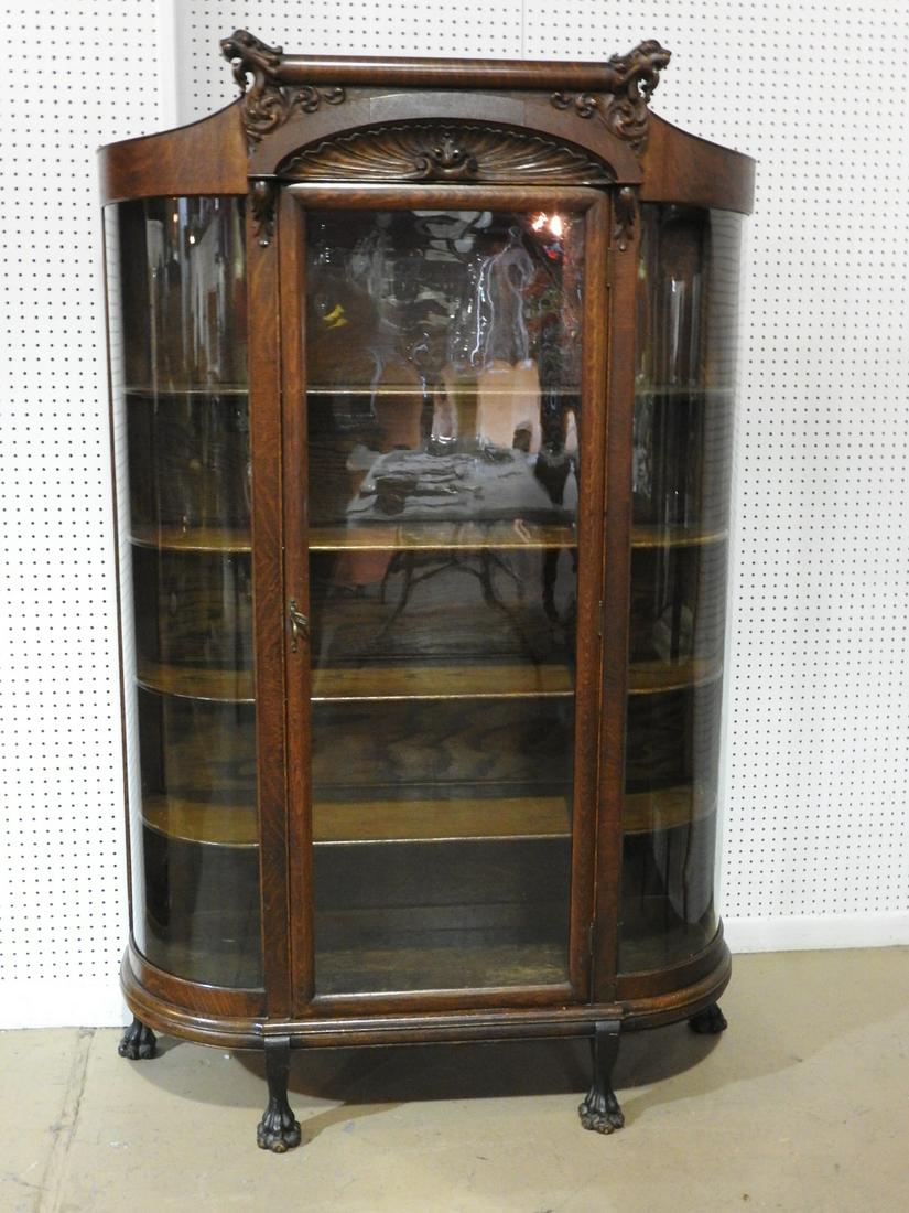 OAK CARVED CHINA CLOSET (1 of 10)