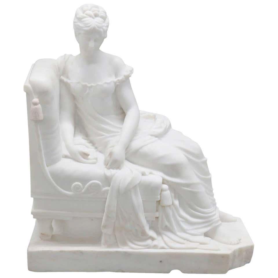 19TH C CARRARA MARBLE STATUE RECLINING LADY (1 of 10)