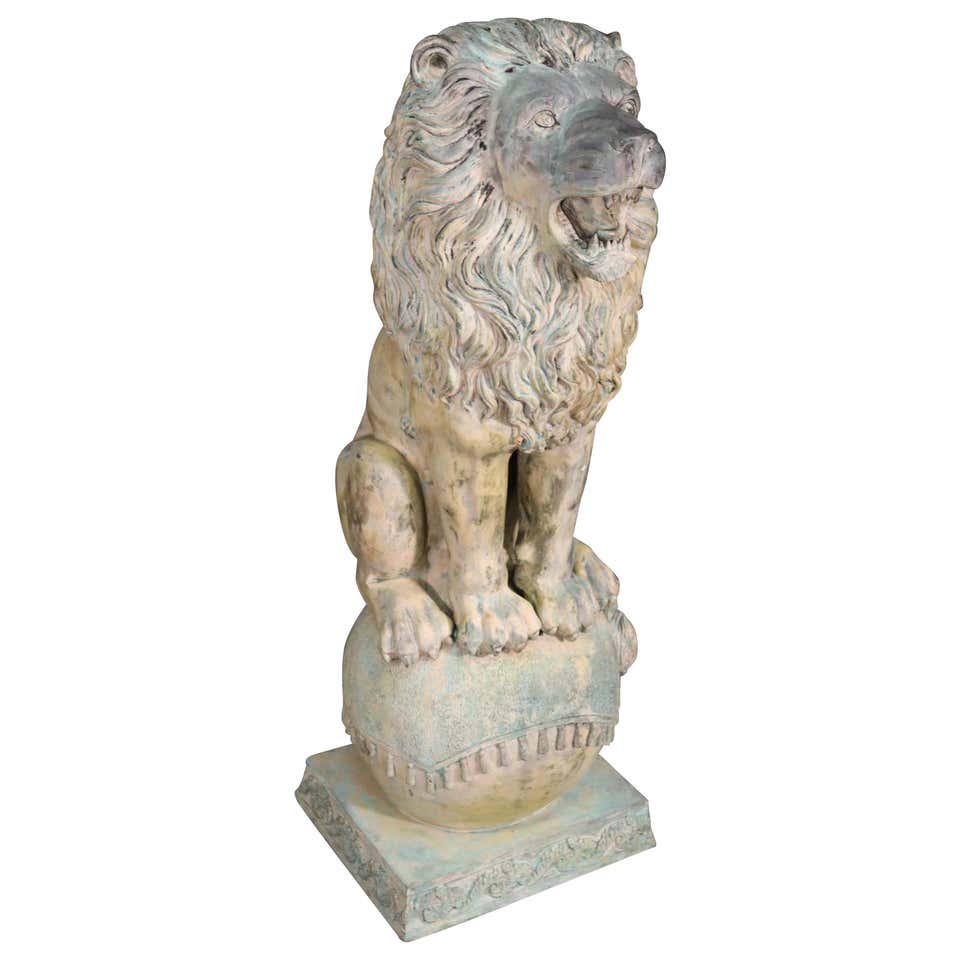 BRONZE STANDING LION ON BALL (1 of 7)
