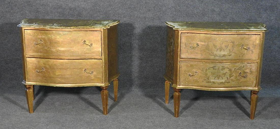 PAIR FLORENTINE 2 DRAWER COMMODES (1 of 10)
