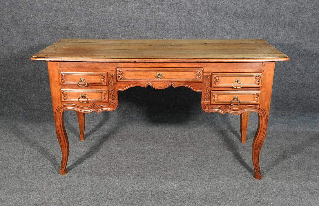 FRENCH CARVED WALNUT DESK (1 of 7)