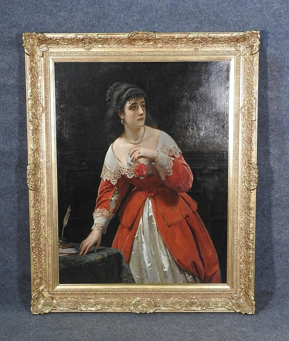 SIGNED PAINTING PORTRAIT OF A WOMAN (1 of 11)