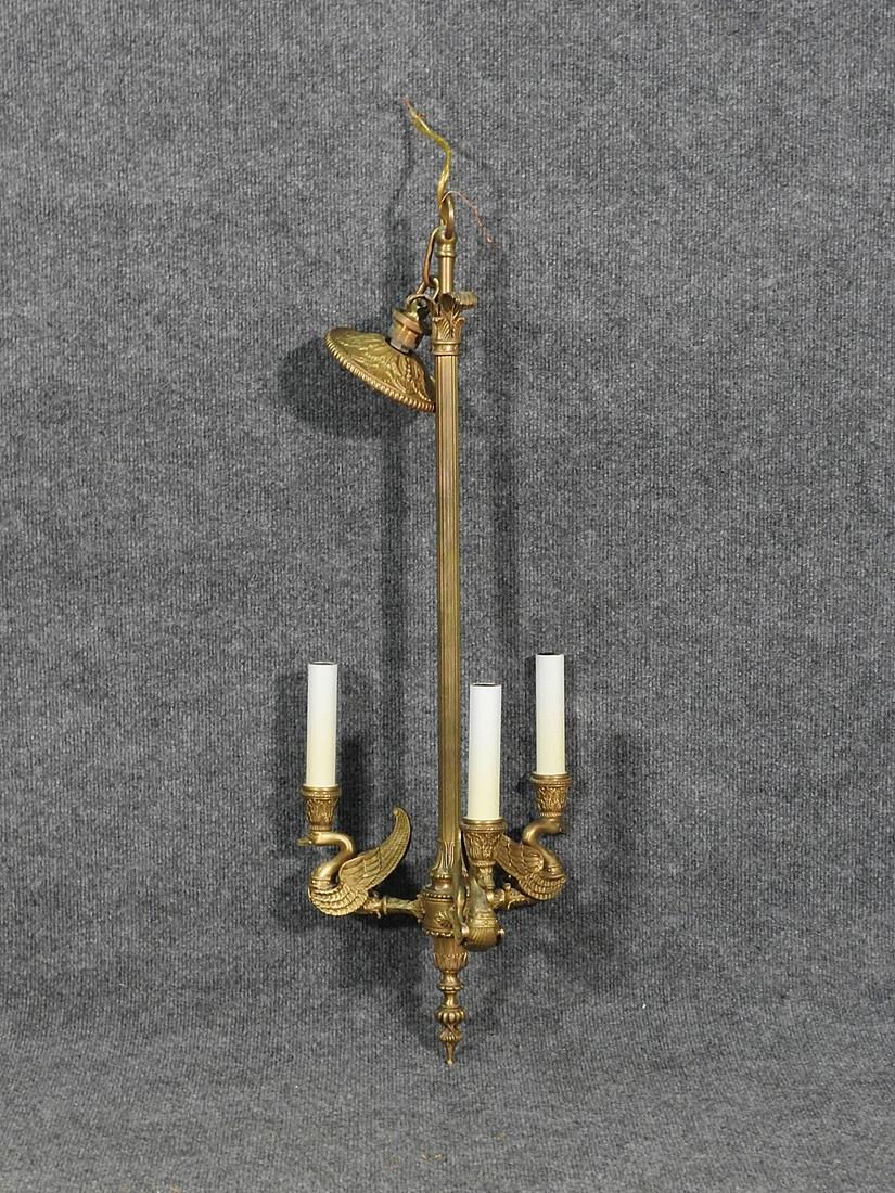 3 ARM BRASS SWAN CHANDELIER (1 of 6)