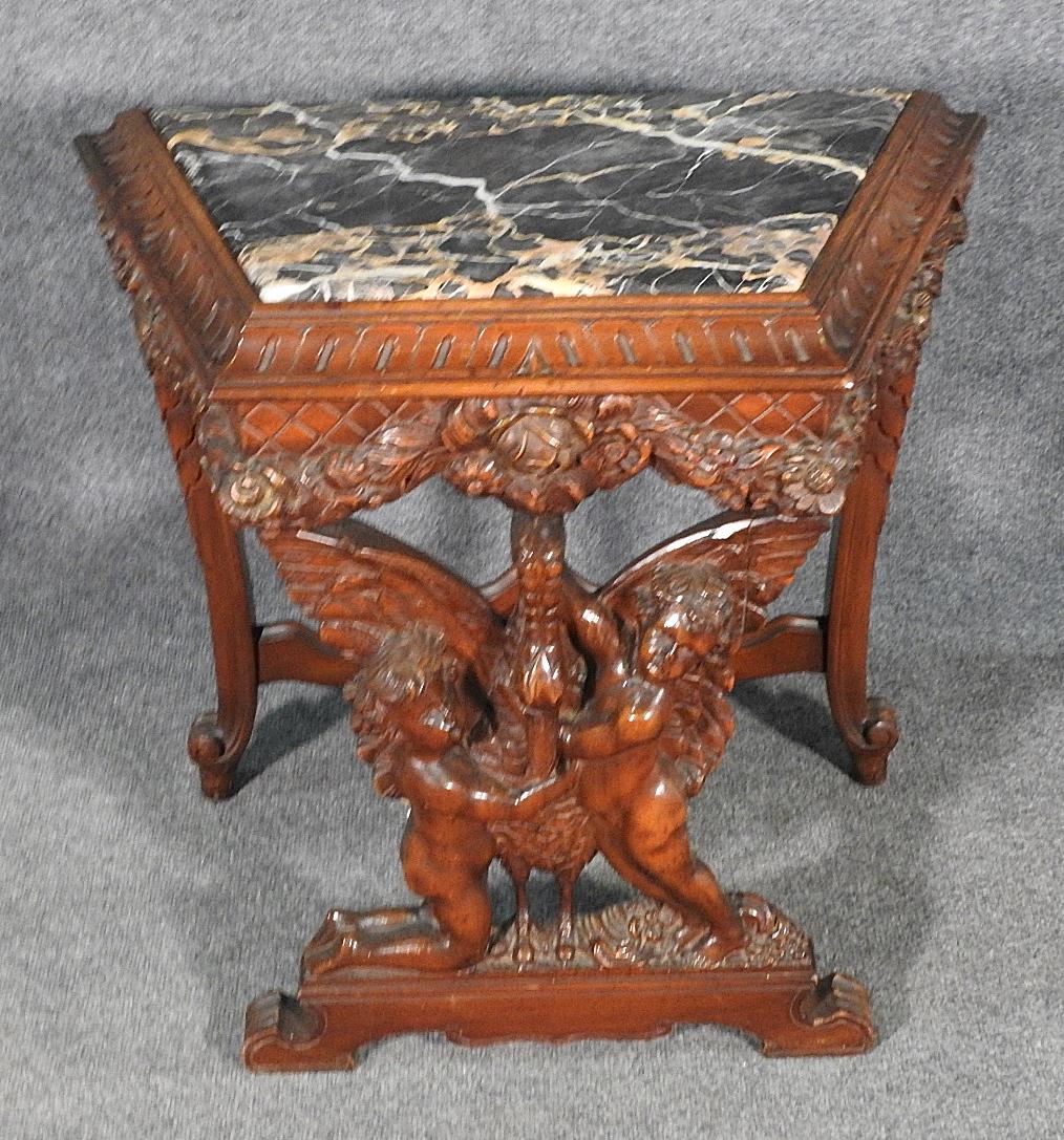 CARVED MARBLETOP ENDTABLE (1 of 7)