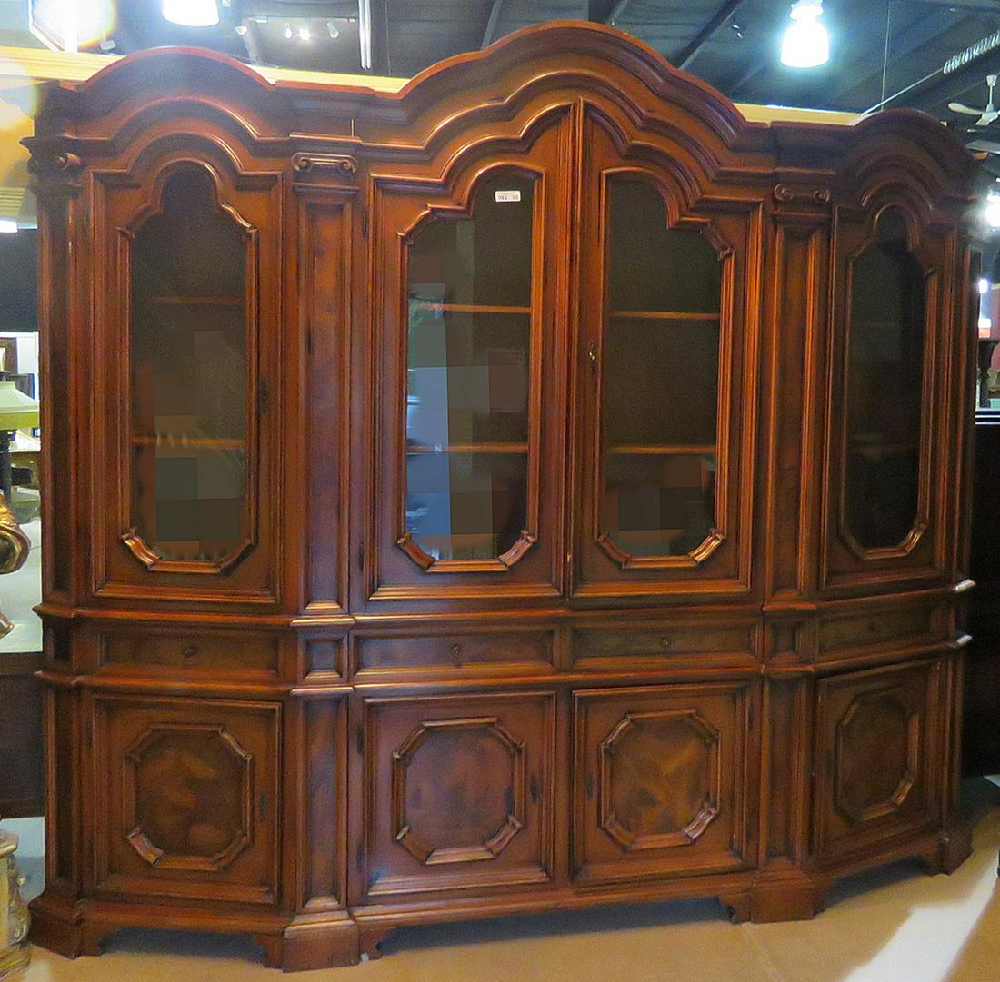 LARGE BURL WALNUT ITALIAN BREAKFRONT/BOOKCASE (1 of 20)