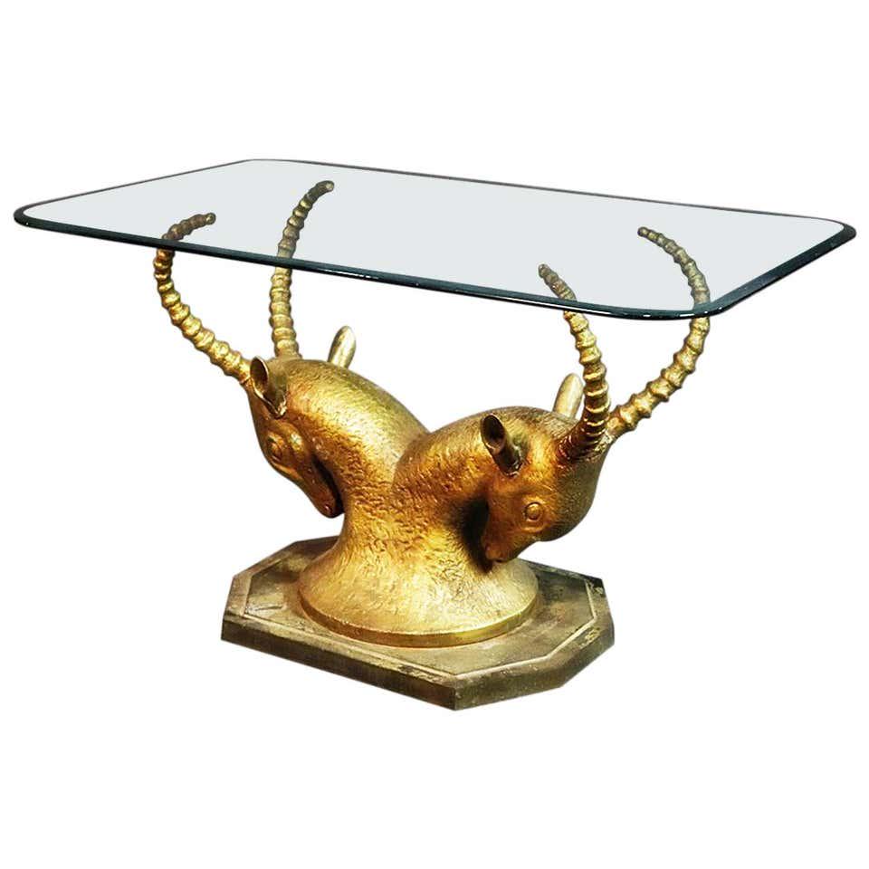 FRENCH BRONZE GLASS TOP IBEX CENTER TABLE (1 of 12)