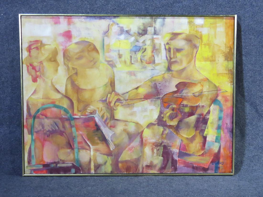 SIGNED JOSEPH WOLINS ABSTRACT PAINTING REHEARSAL (1 of 11)