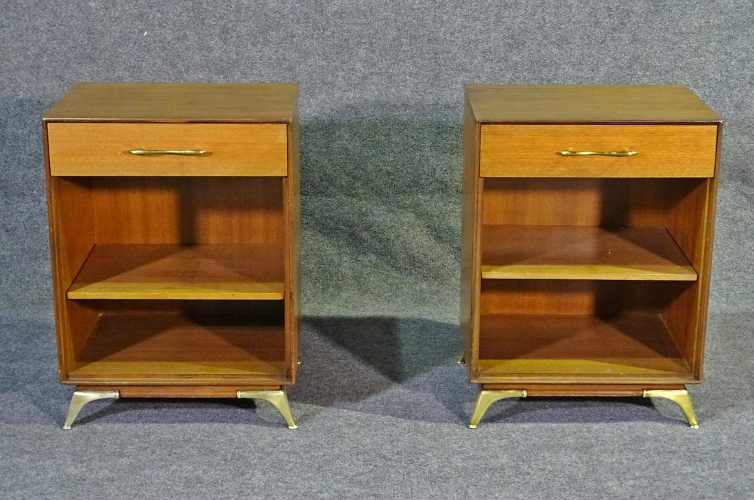 PR RWAY THIN EDGE WALNUT & BRASS NIGHT STANDS (1 of 9)