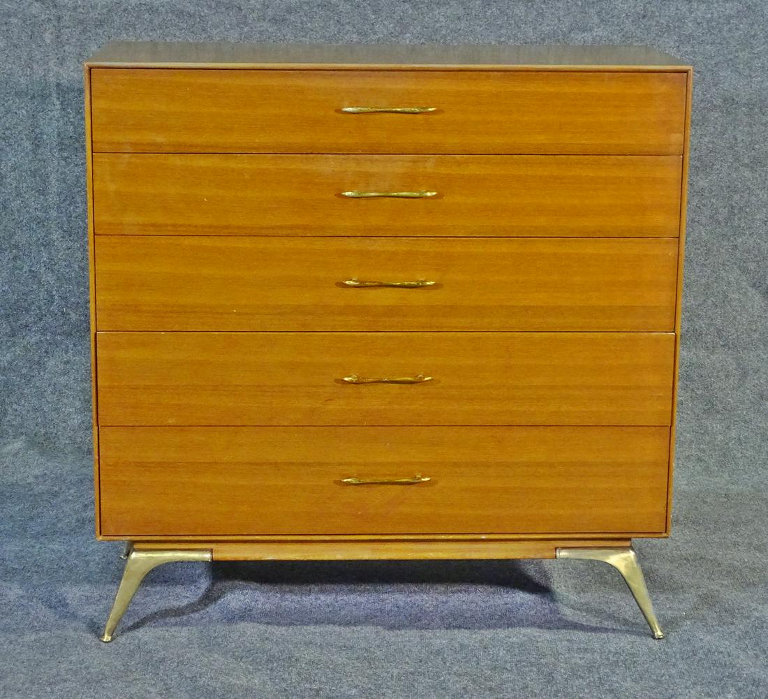 RWAY THIN EDGE WALNUT & BRASS TALL DRESSER (1 of 7)