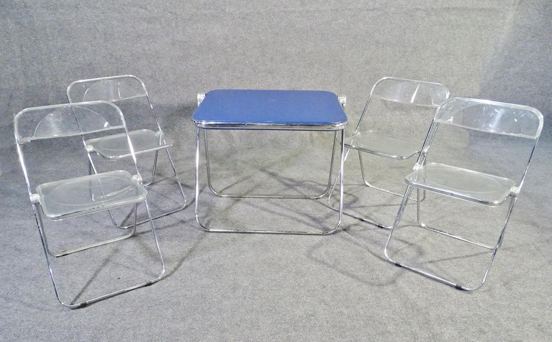 MCM CASTELLI ITALIAN  TABLE W 4 FOLDING LUCITE CHAIRS (1 of 13)