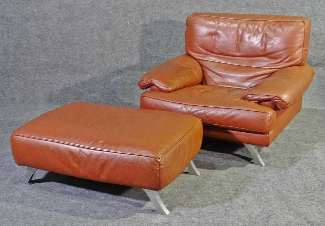 LLGNE ROSET LEATHER CHAIR & OTTOMAN (1 of 14)