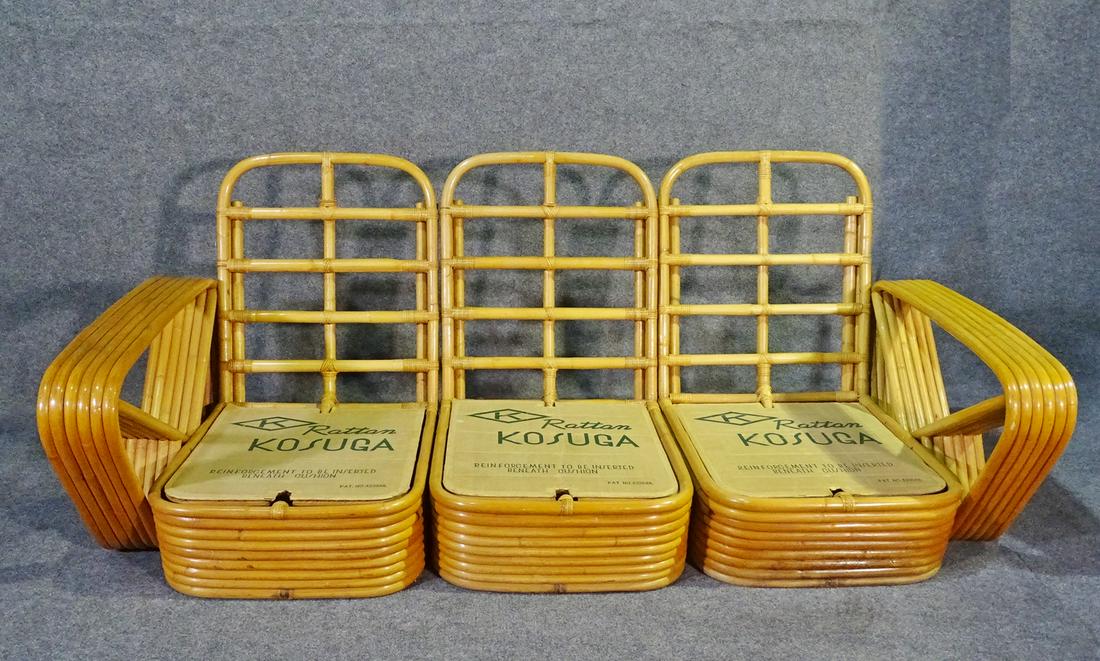 PAUL FRANKL STYLE 3 PC BAMBOO SOFA (1 of 19)