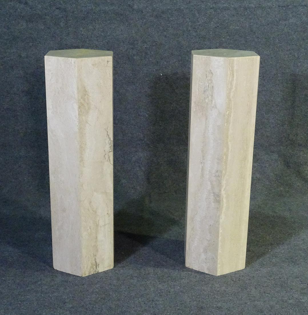 PAIR TRAVERTINE PEDESTALS (1 of 11)