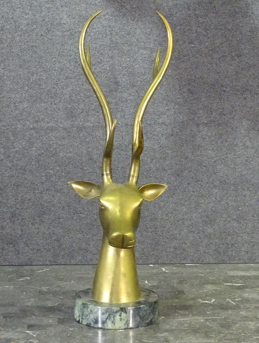 BRASS & MARBLE DEER STATUE AFTER REDMILE (1 of 9)