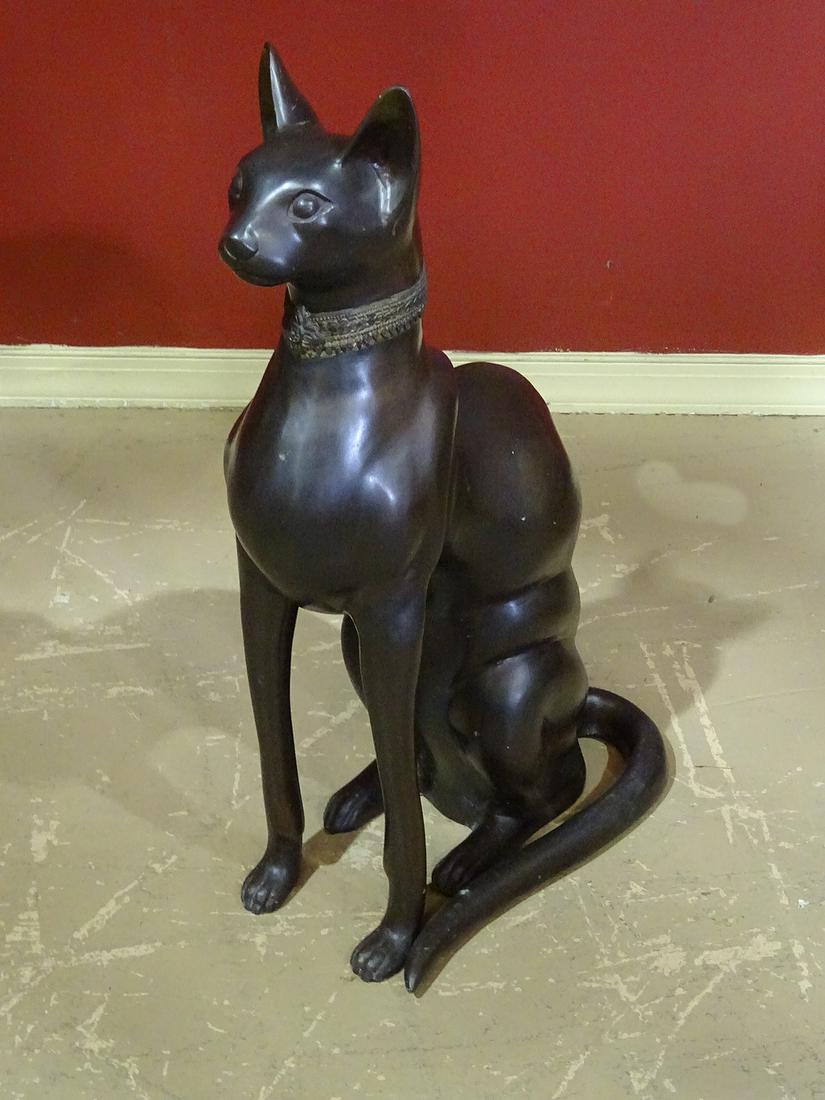 SIGNED A. TIOT BRONZE  EGYPTIAN CAT SCULPTURE (1 of 8)