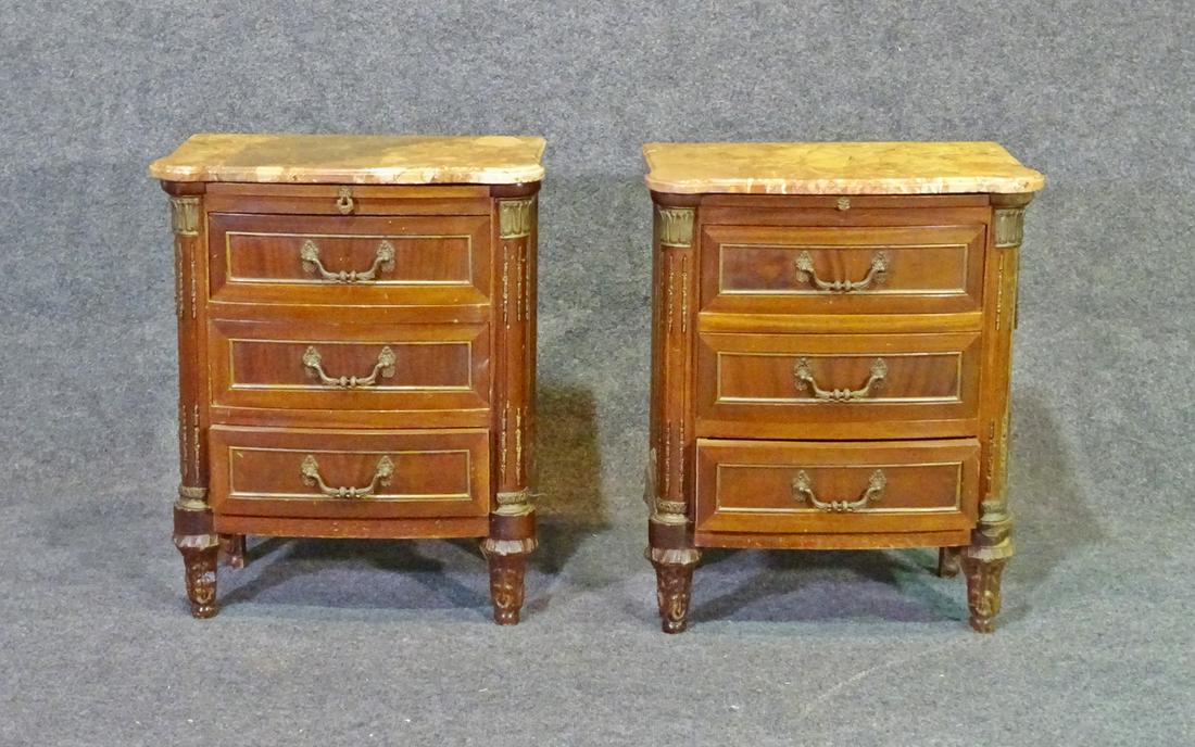 PAIR MARBLE TOP END COMMODES (1 of 8)