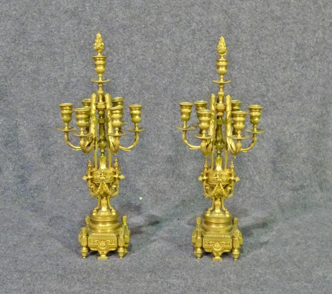 PAIR BRASS CANDELABRAS (1 of 9)
