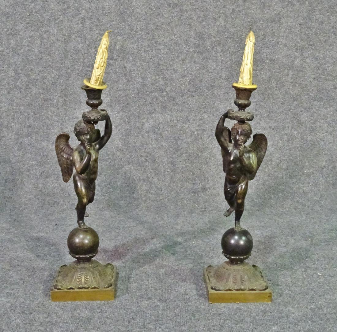 PR BRONZE CHERUB FORM CANDLE STICKS (1 of 8)